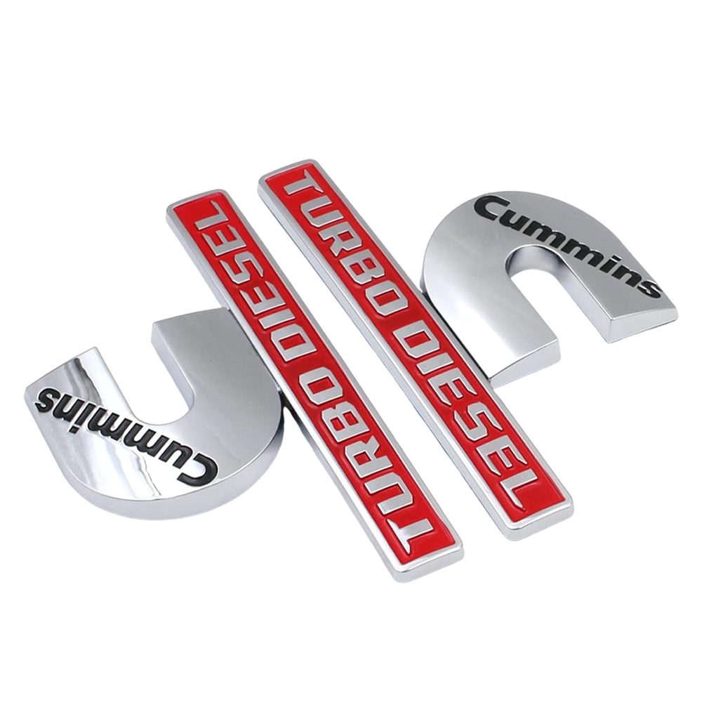 2pcs RAM 2500 3500 Side Fender Cummins Turbo Diesel Badge Left Right Nameplates Silver Red Dodge 68358491AA