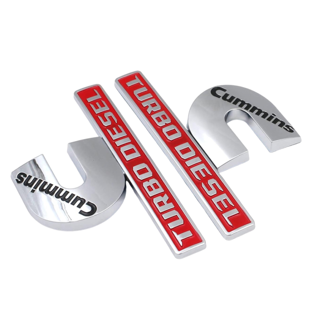 2pcs RAM 2500 3500 Side Fender Cummins Turbo Diesel Badge Left Right Nameplates Silver Red Dodge 68358491AA