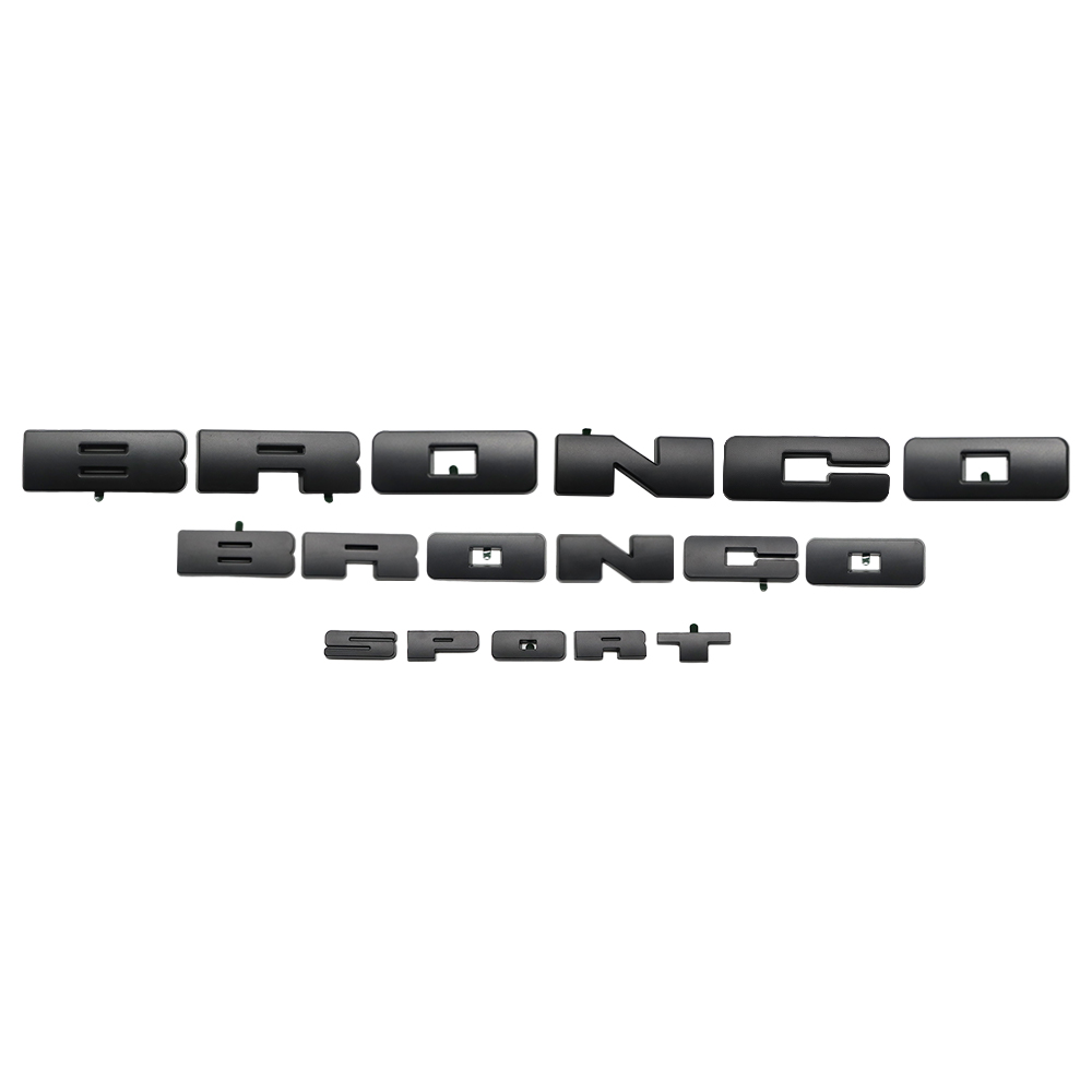 3PCS Set 2021-2026 Bronco Sport Front Grille & Tailgate Overlay Badge 3D Covers Matte Black Ford M1PZ-8A224-B