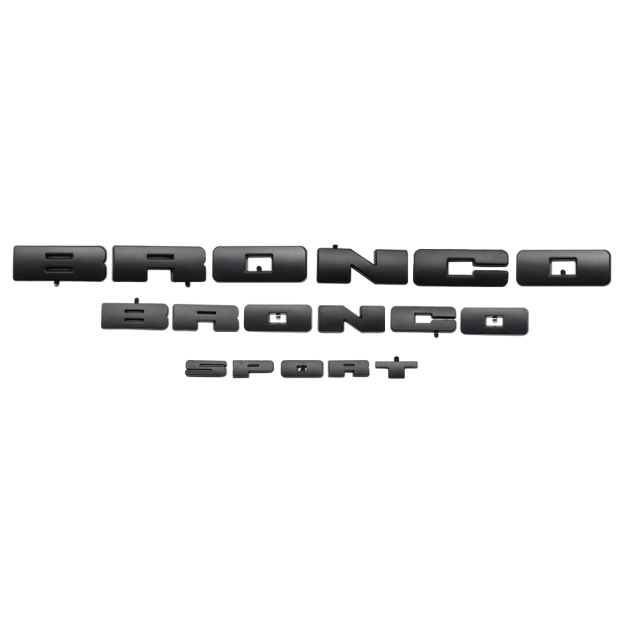 3PCS Set 2021-2026 Bronco Sport Front Grille & Tailgate Overlay Badge 3D Covers Matte Black Ford M1PZ-8A224-B