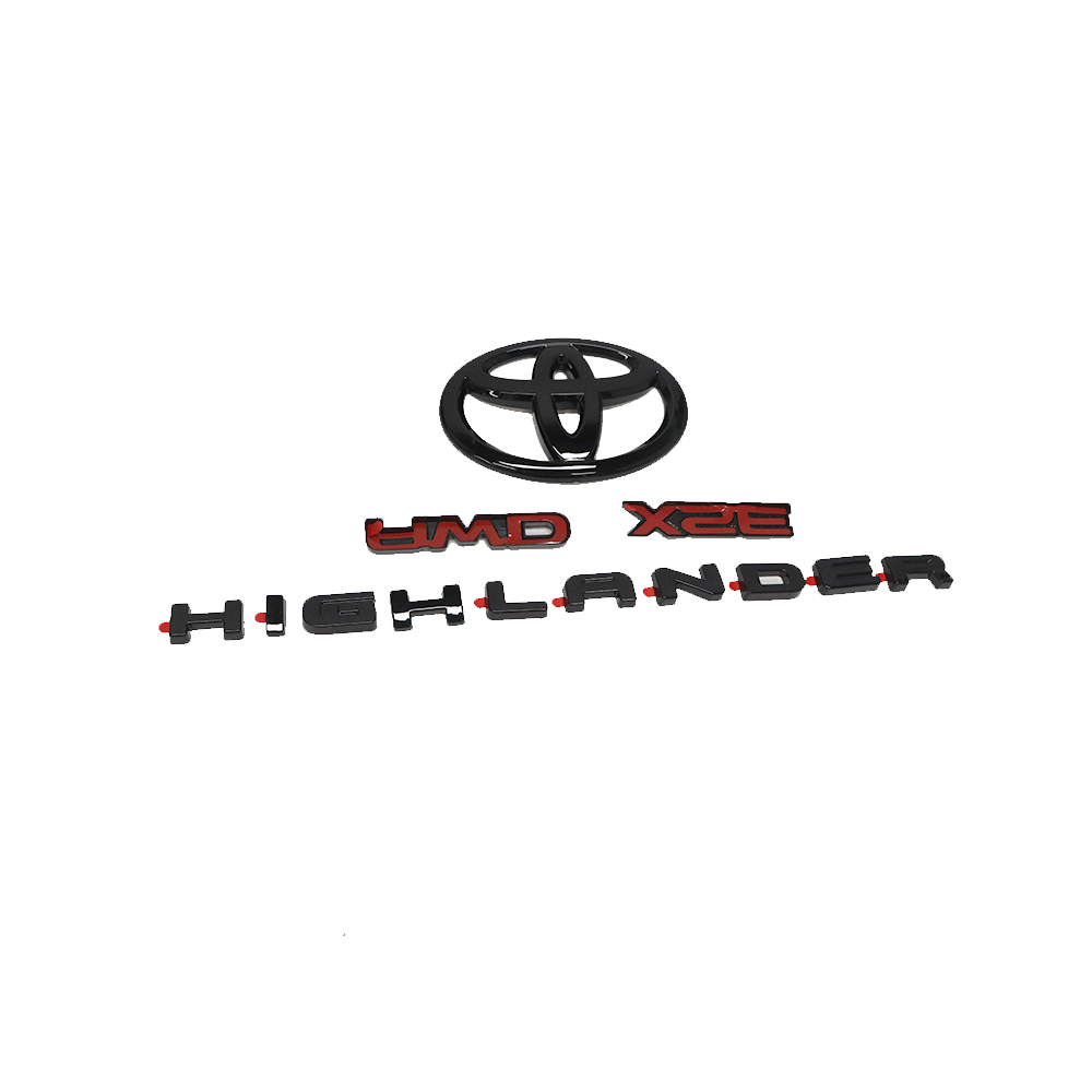4pcs 2021-2025 Highlander XSE AWD Plastic Rear Tailgate Overlay Emblem Glossy Black Toyota PT948-48200-02