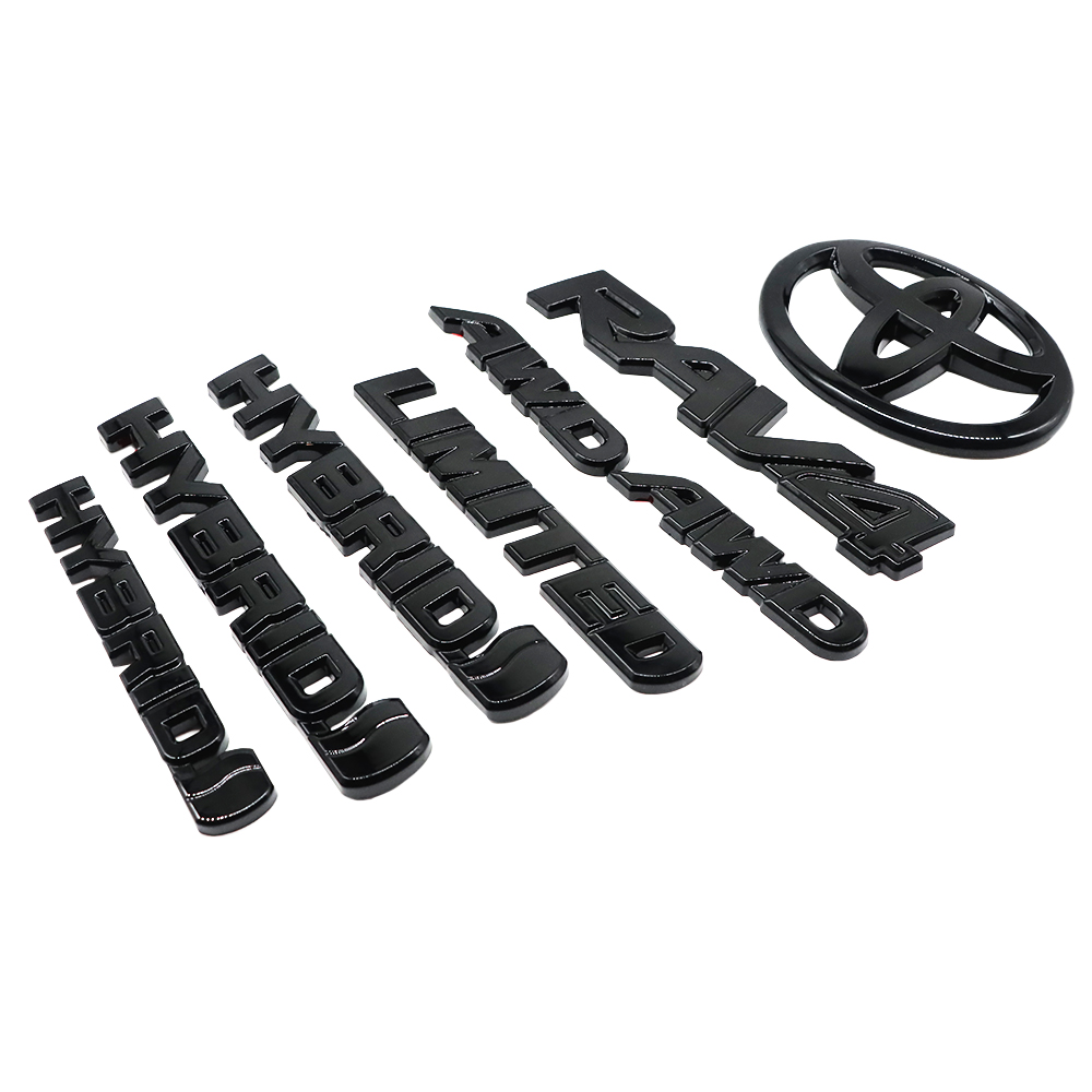 8pcs 2019-2025 RAV4 Limited AWD Hybrid Emblem Overlay Gloss Black Toyota