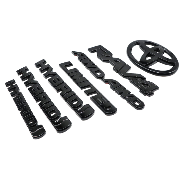 8pcs 2019-2025 RAV4 Limited AWD Hybrid Emblem Overlay Gloss Black Toyota