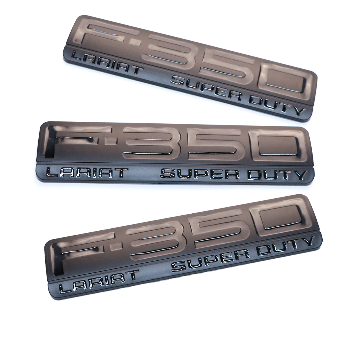 3Pcs 2005-2007 F-350 Lariat Super Duty Fender & Tailgate Badge ABS Black Ford 3D Sticker Decal Nameplate