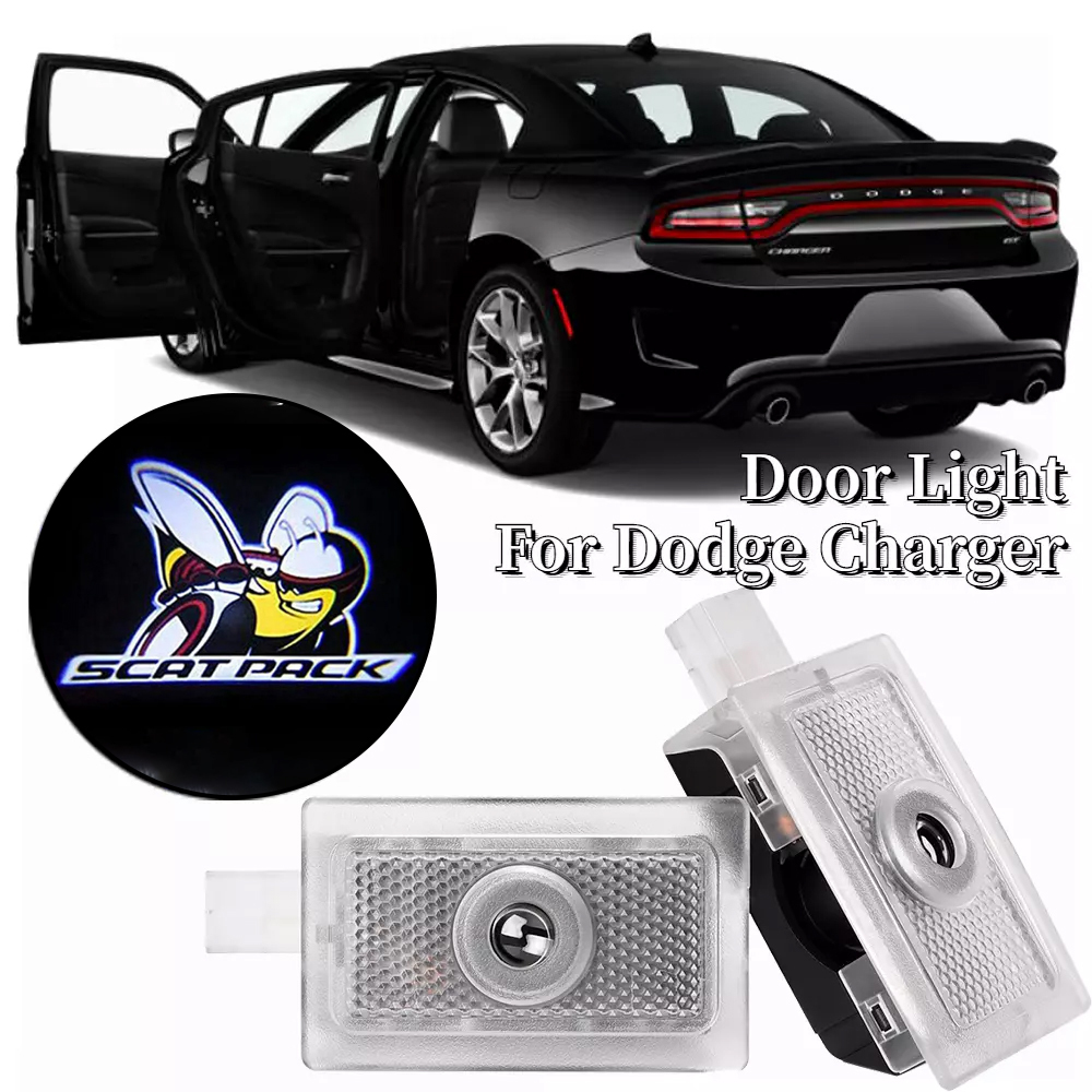 4pcs For 2006-2023 Charger Scat Pack Bee HD Car LED Door Courtesy Puddle projector Light Dodge 
