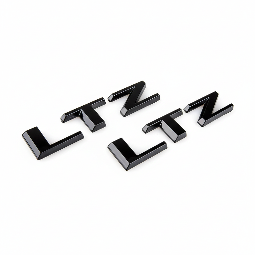 2Pcs 2007-2018 Silverado 1500 LTZ ABS Plastics Raised Tailgate Rear Letter Gloss Black Chevrolet