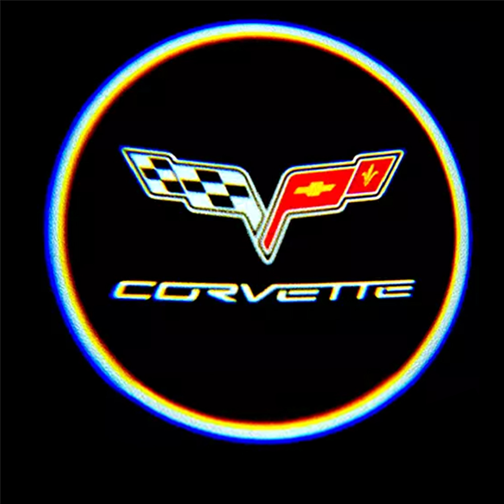 2PCS Corvette C6 3D Ghost Shadow Projector LED Light Courtesy Door Step Chevrolet