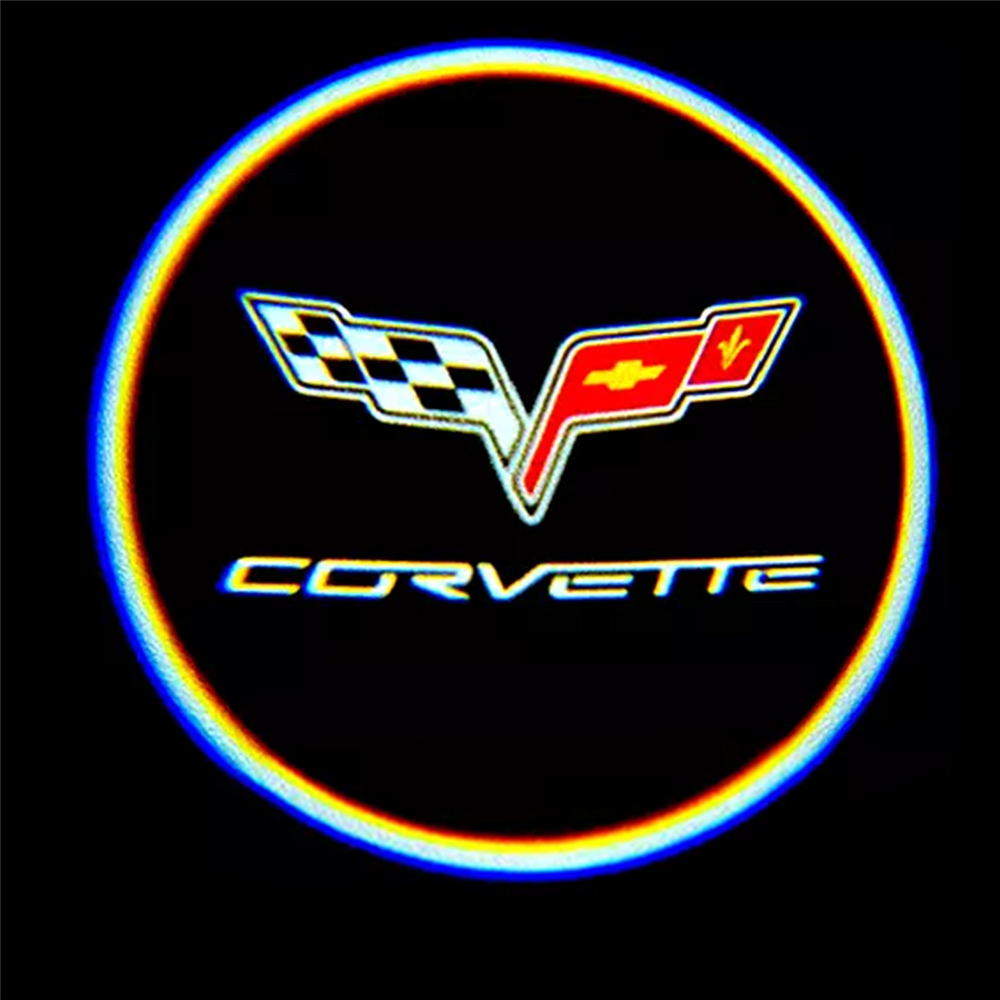 2PCS Corvette C6 3D Ghost Shadow Projector LED Light Courtesy Door Step Chevrolet