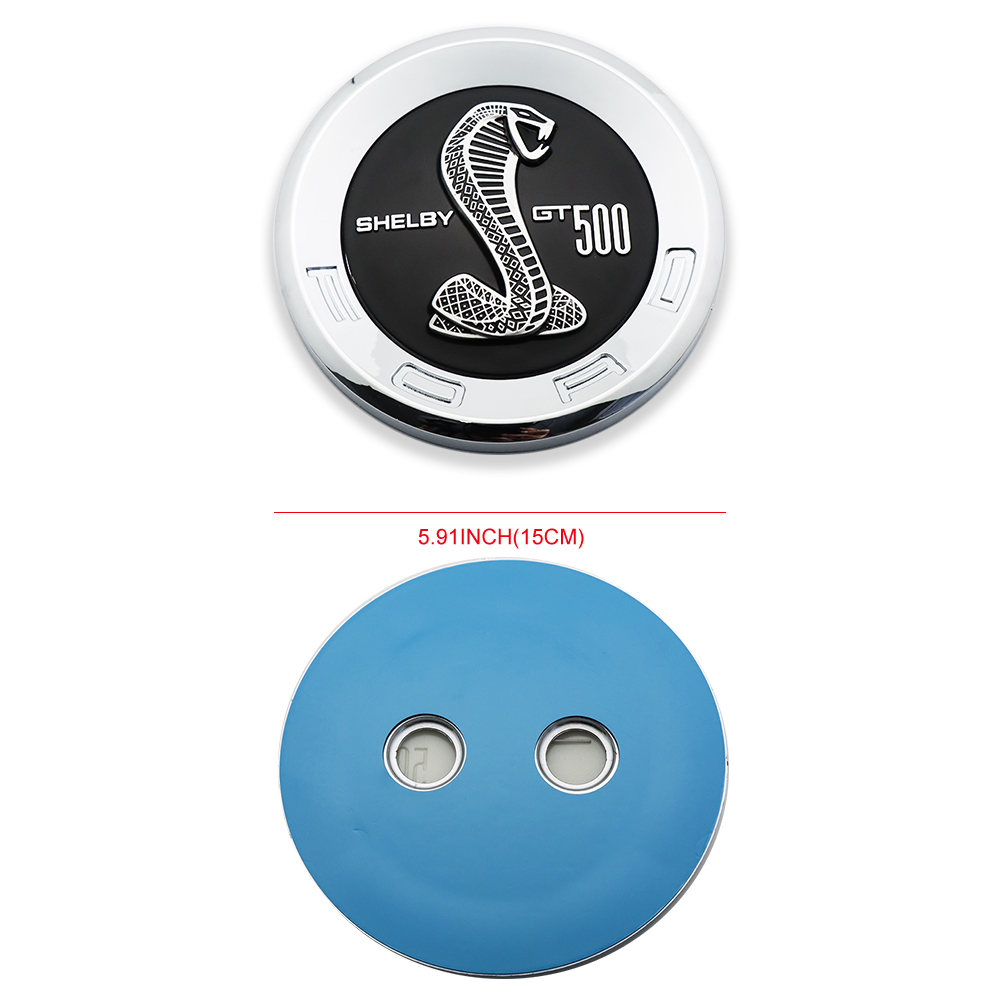Universal Shelby GT500 Round Badge Chrome Black 5.9"/15cm Adhesive Badge Ford