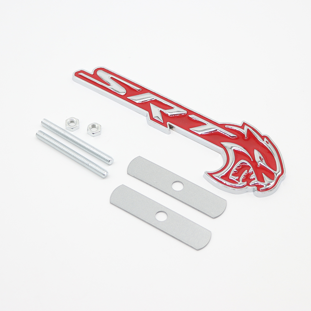 2018-2026 Charger Durango Hellcat SRT Metal Front Grille Badge Red Chrome Dodge Decal Nameplate