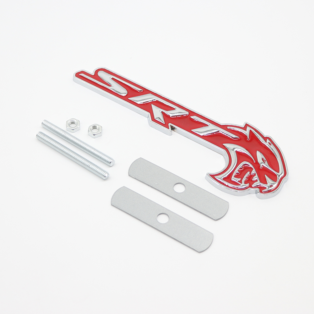 2018-2026 Charger Durango Hellcat SRT Metal Front Grille Badge Red Chrome Dodge Decal Nameplate