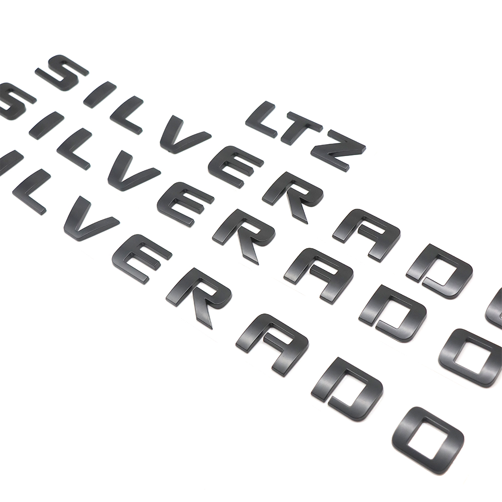 4pcs 2007-2018 Silverado 1500 2500 Plastic Front Rear Door Side Tailgate Letters Matte Black Chevrolet