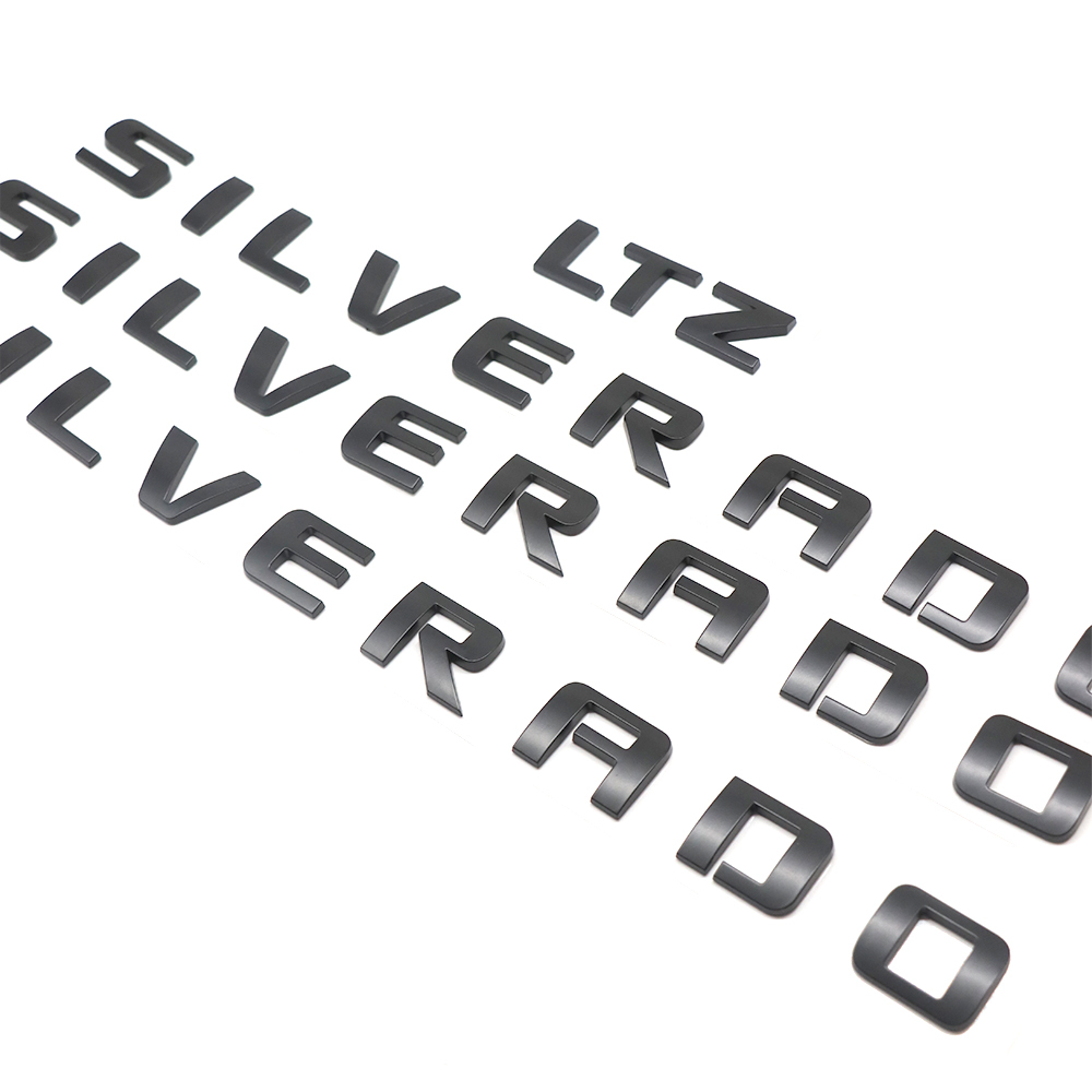 4pcs 2007-2018 Silverado 1500 2500 Plastic Front Rear Door Side Tailgate Letters Matte Black Chevrolet
