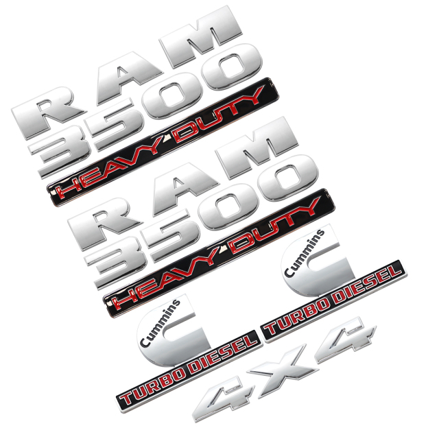 5Pcs 2015-2024 RAM 3500 HEAVY DUTY Chrome Red ABS Dodge Badge 4X4 Cummins Turbo Diesel Decal