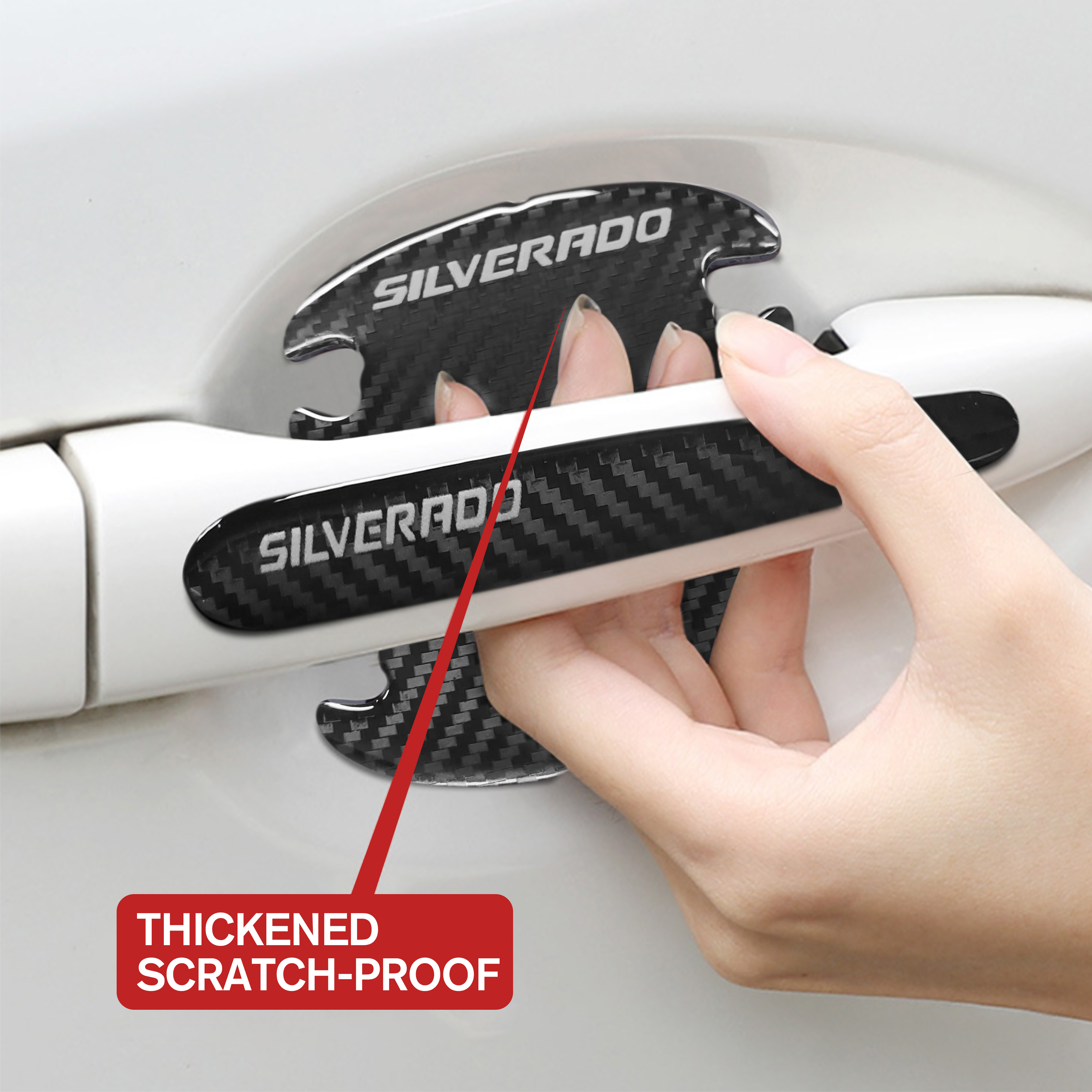 12Pcs Silverado 1500 2500HD 3500HD Carbon Fiber Door Sill Plate Step Scuff Cover Protector Chevrolet