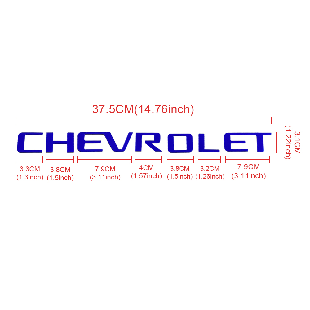 1Pc 2014-2018 Silverado ABS Plastic Bed Rail Insert Letter Gloss Blue Chevrolet
