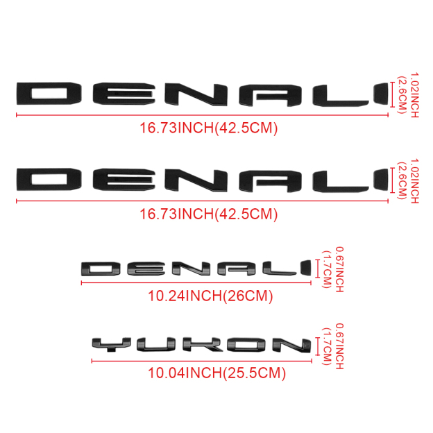 4Pcs 2021-2023 Yukon Yukon XL Plastic 3D Door Side Rear Letters Gloss Black GMC