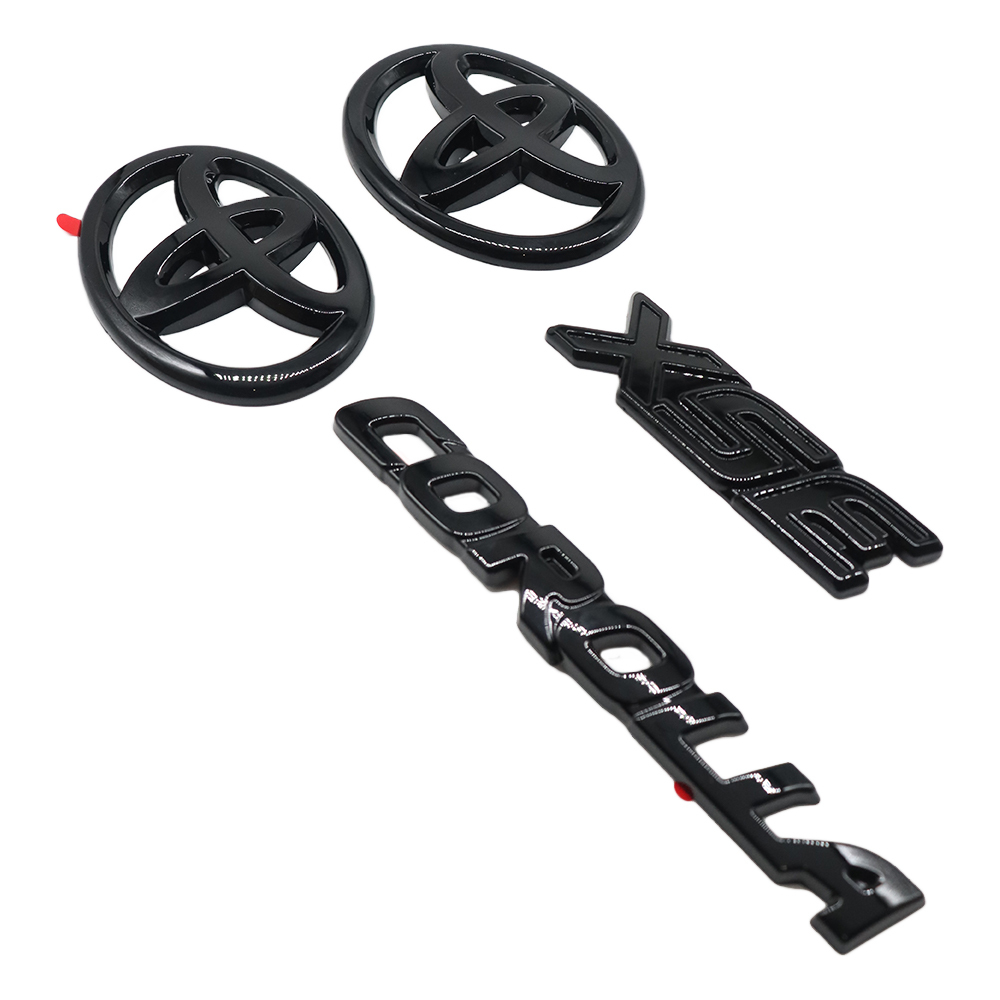 4PCS 2020-2025 Corolla XSE ABS Plastic Overlay Front Rear Emblem Kit Gloss Black Toyota PT948-02202-02