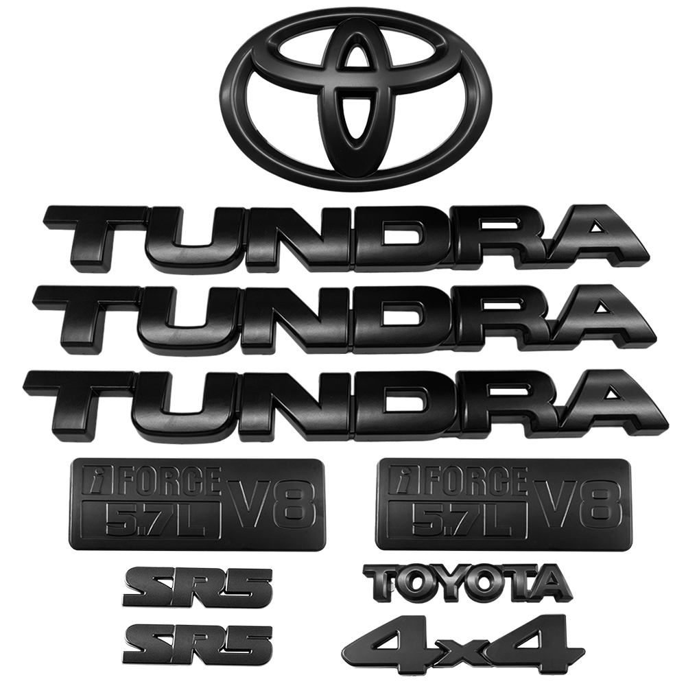 10pcs 2007-2013 Tundra Plastic 4X4 SR5 V8 5.7L Overlay Emblem Kits Matte Black Toyota