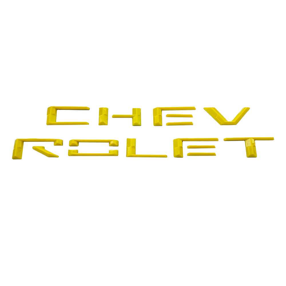2019-2023 Silverado 1500 Plastic Front Grille 3D Insert Letters Gloss Yellow Chevrolet