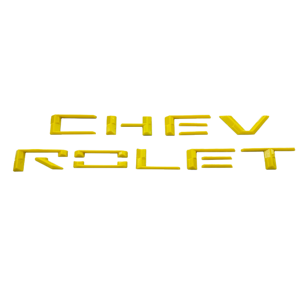 2019-2023 Silverado 1500 Plastic Front Grille 3D Insert Letters Gloss Yellow Chevrolet