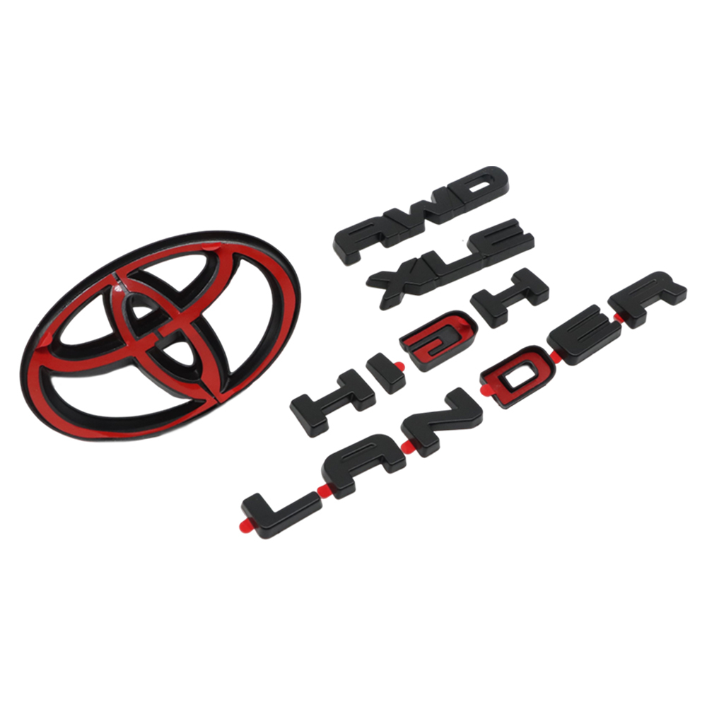 4Pcs 2020-2025 Highlander AWD XLE ABS Plastic Rear Liftgate Overlay Emblem Matte Black Toyota PT948-4820A-02