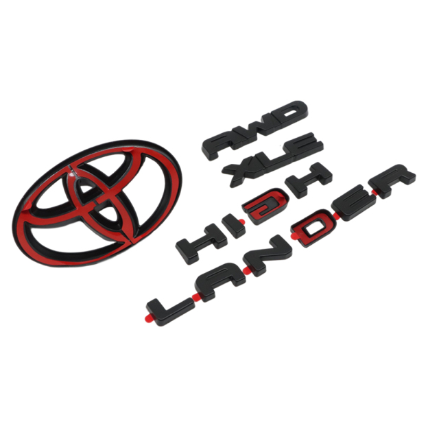 4Pcs 2020-2025 Highlander AWD XLE ABS Plastic Rear Liftgate Overlay Emblem Matte Black Toyota PT948-4820A-02