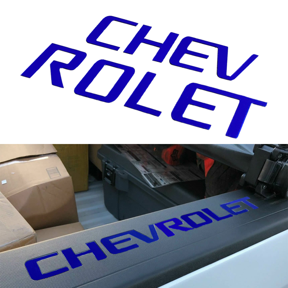 1Pc 2014-2018 Silverado ABS Plastic Bed Rail Insert Letter Gloss Blue Chevrolet