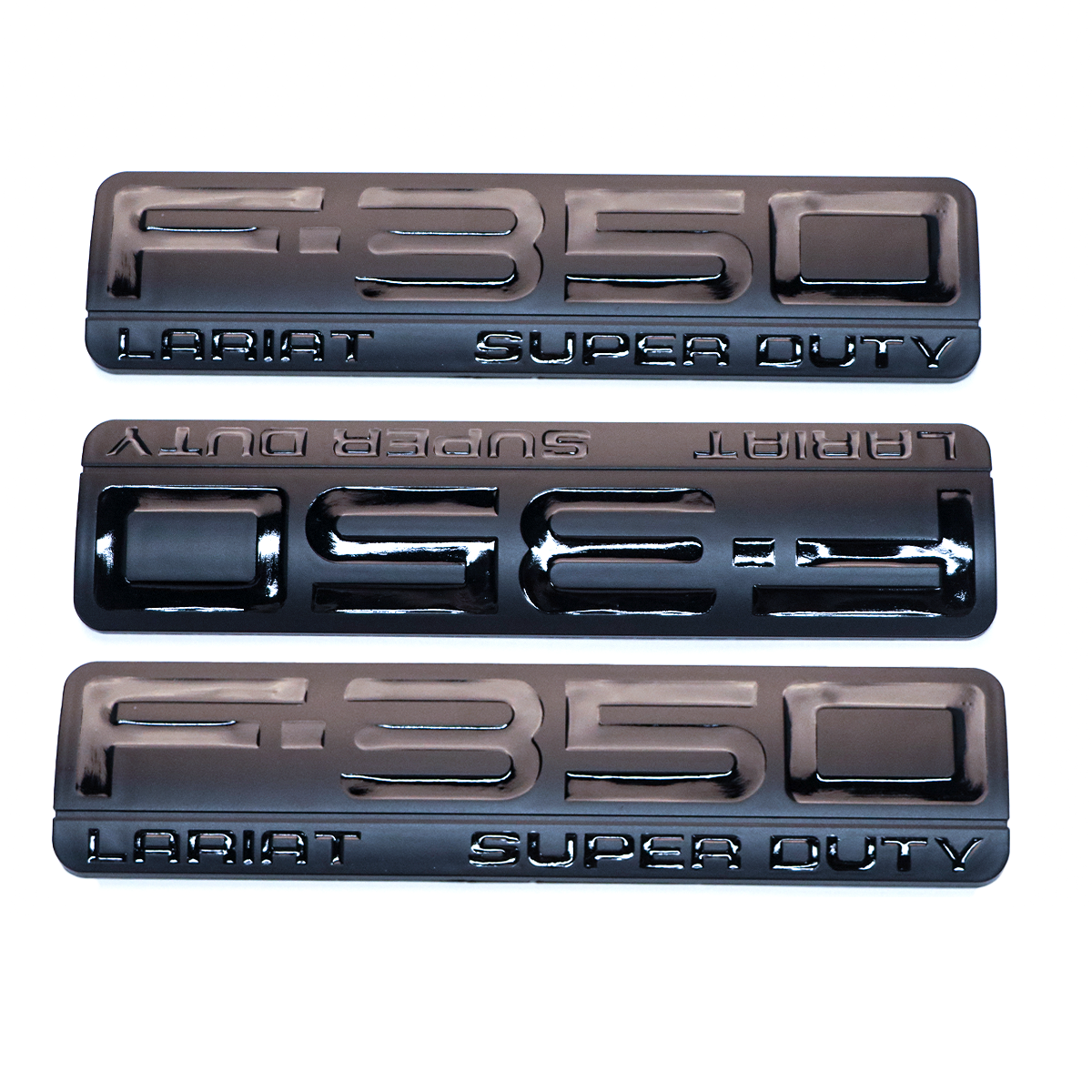 3Pcs 2005-2007 F-350 Lariat Super Duty Fender & Tailgate Badge ABS Black Ford 3D Sticker Decal Nameplate