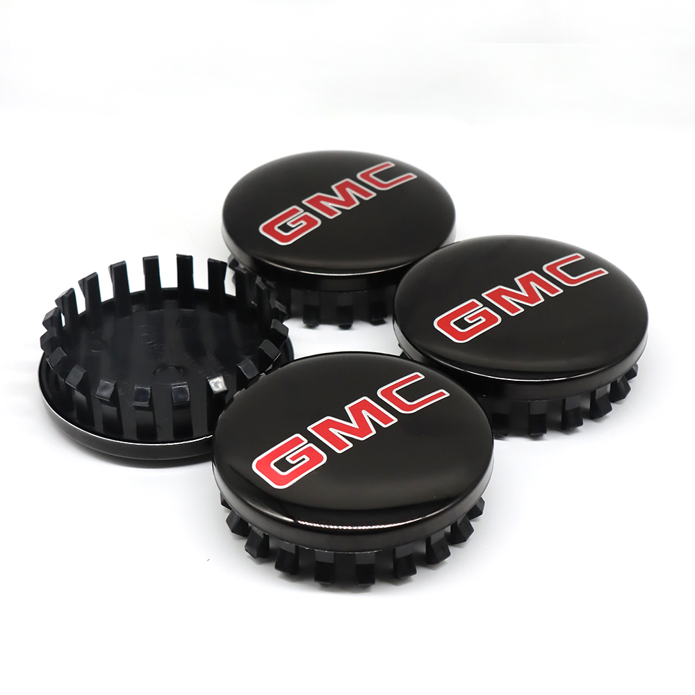 4PCS 2014-2020 Sierra Yukon Denali Plastic 83mm Wheel Center Caps Black Red GMC