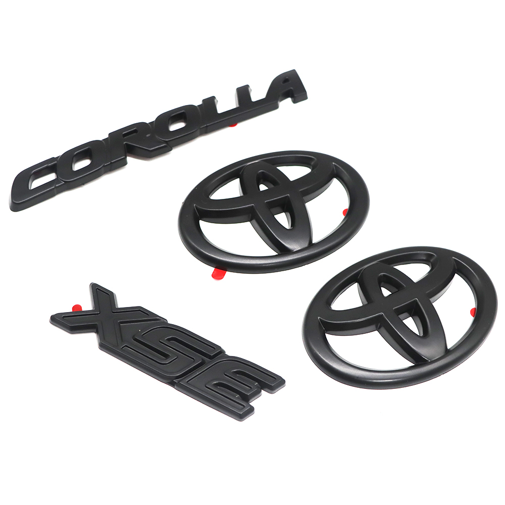 4PCS 2020-2025 Corolla XSE ABS Plastic 3D Raised Gloss Black Overlay Emblem Matte Black Toyota  PT948-02201-02