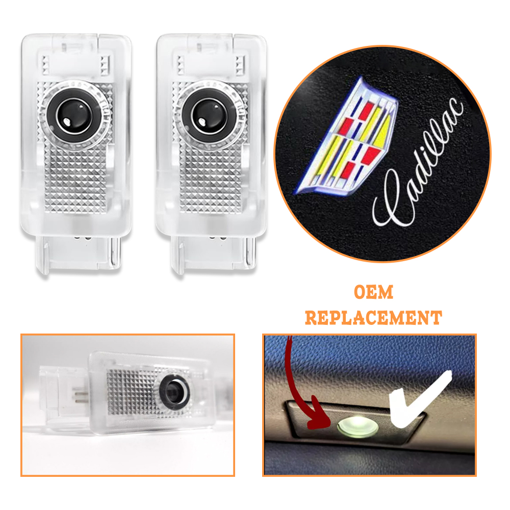 2PCS ATS SRX XTS Quartz Glass Never Fade Ghost LED Door Step Courtesy Shadow Lights Mulitcolor Cadillac