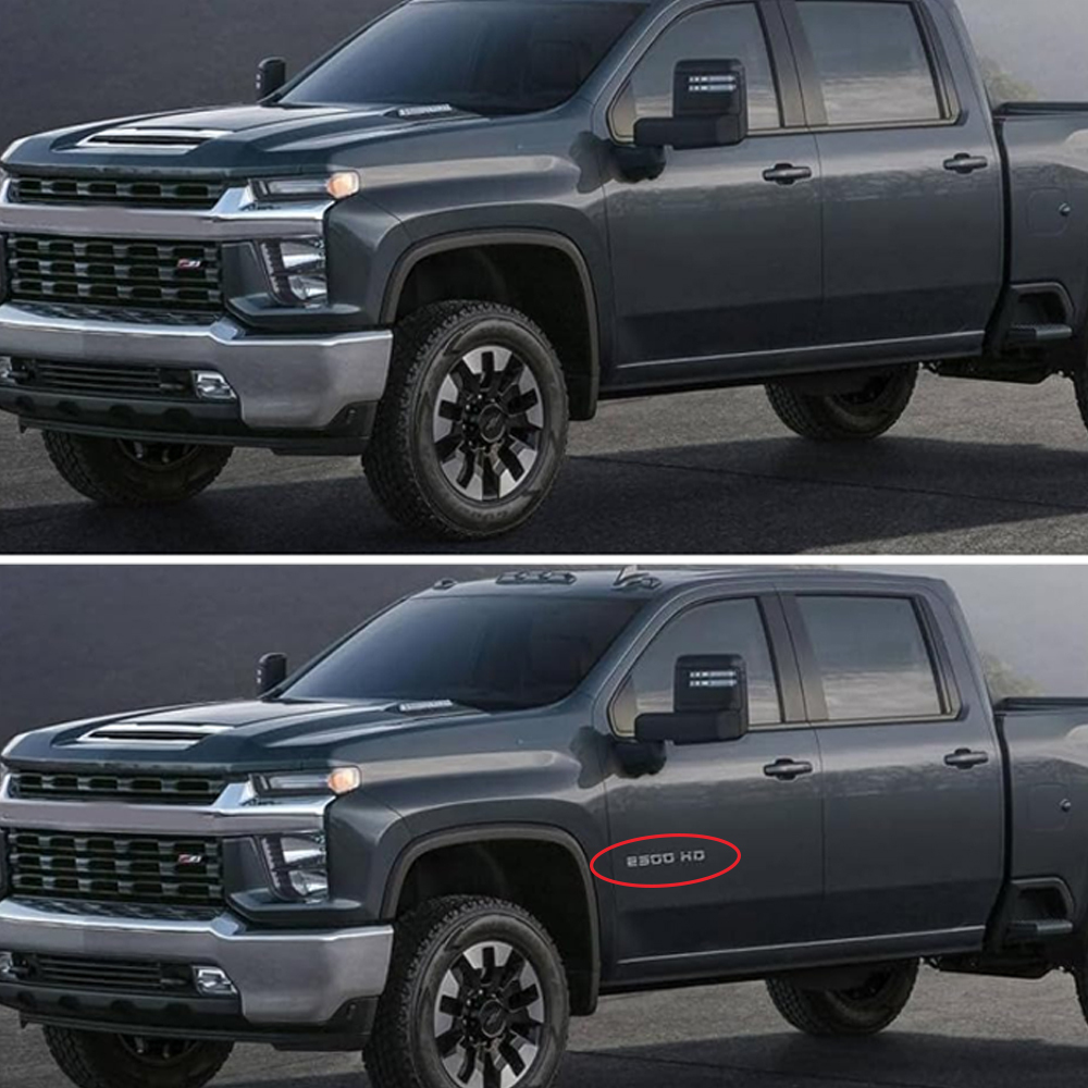 2PCS Silverado 2500HD Plastic Front Door Side Letter Gloss Black Chevrolet