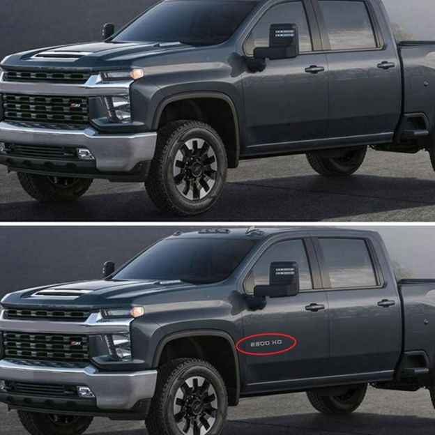 2PCS Silverado 2500HD Plastic Front Door Side Letter Gloss Black Chevrolet