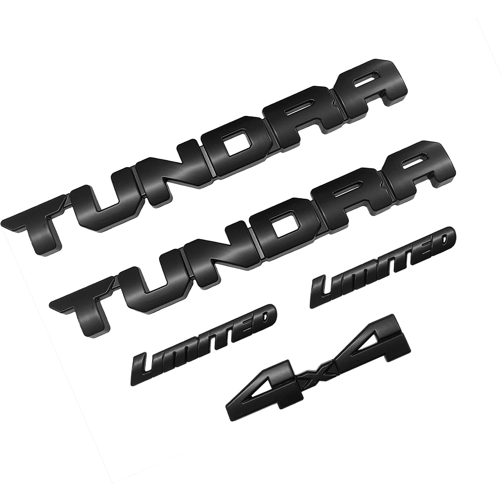 5PCS 2022-2025 Tundra 4X4 Limited Plastic Door Side Rear Trunk Overlay Emblem Matte Black Toyota