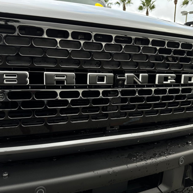 1 Set 2021-2026 Bronco ABS Front Grille Overlay Cover Badge Decal Trim Matte Black M-1447-BLMB