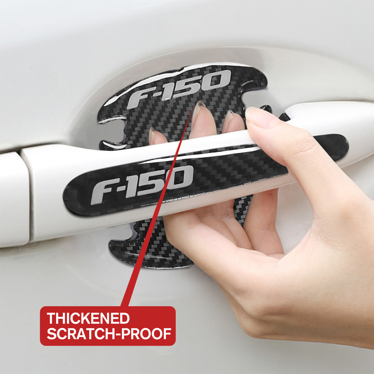 Ford F-150 Black White Door Sill Scuff Covers Protector & Door Cup Handle Stickers 12PCS SET