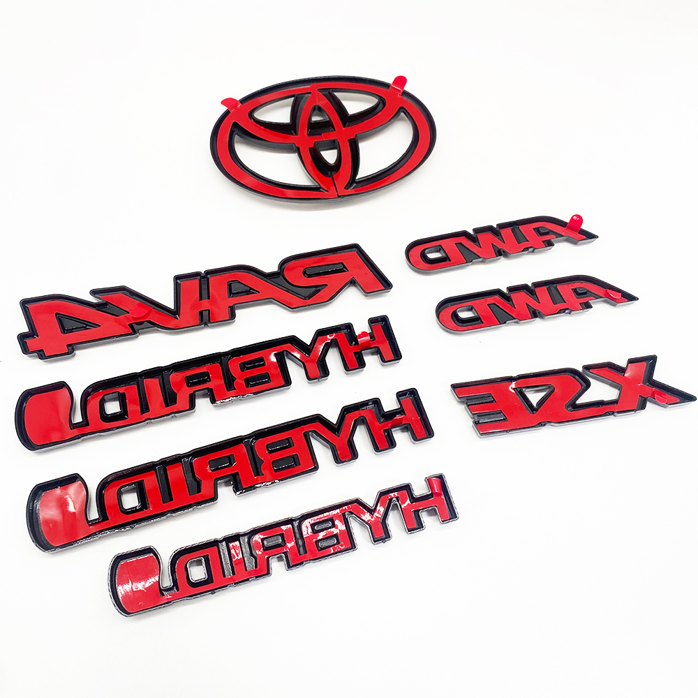 8pcs 2019-2024 Rav4 Hybrid XSE AWD Emblem Overlay Gloss Black Toyota
