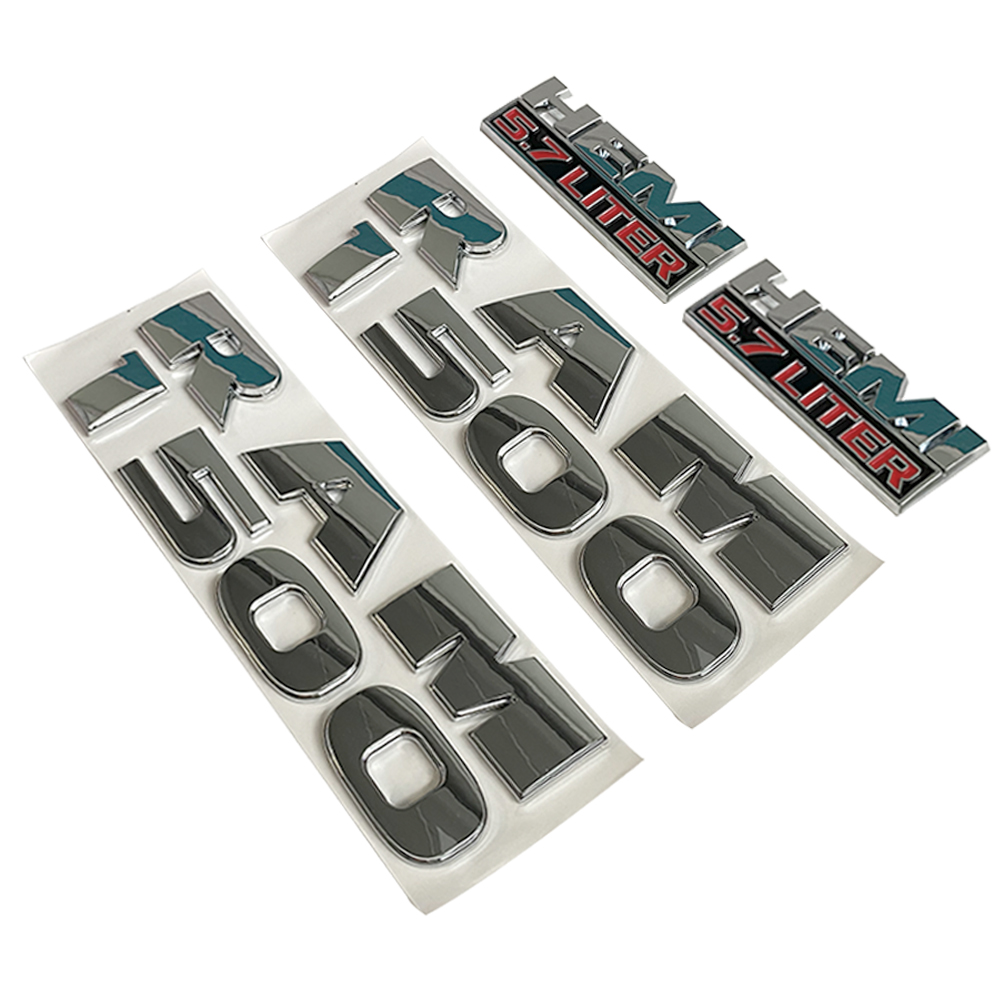 Dodge RAM 1500 2013-2018 Emblem Badge Ram 1500 5.7 Liter HEMI 3D Sticker Decal Matte Black Red 4PCS SET