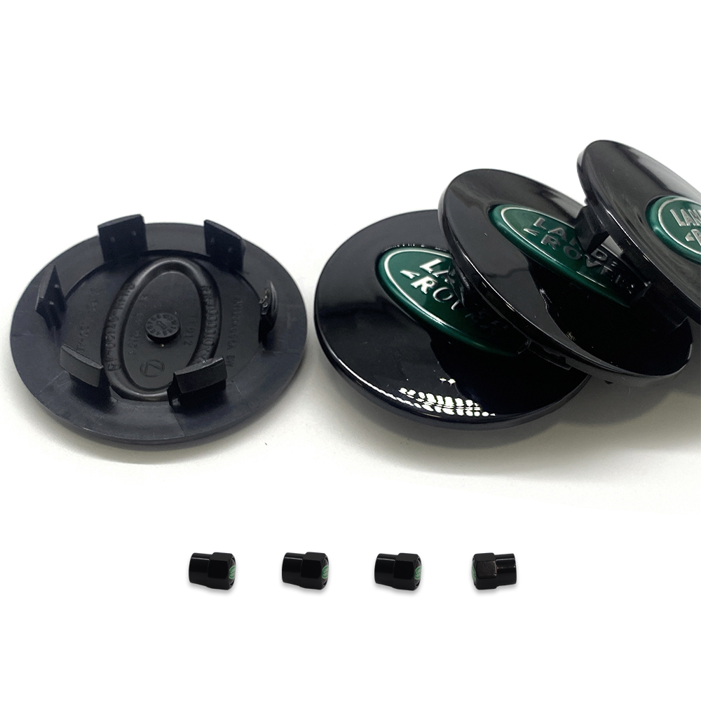 Set of 4 For Range Rover Green Wheel Center Hubcaps 63mm w/Tire Valve Stem Caps