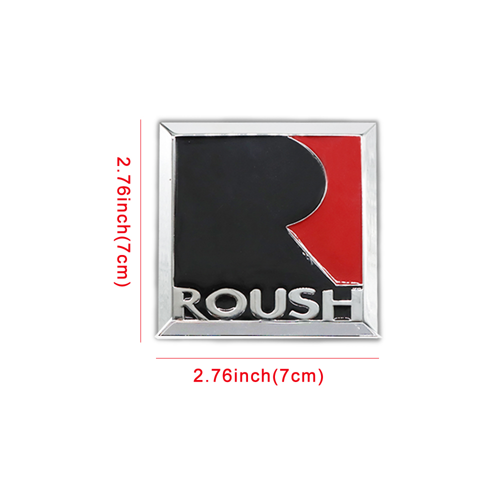 2Pcs Mus-tang Square Roush R Modification Metal Side Fender Badge Ford