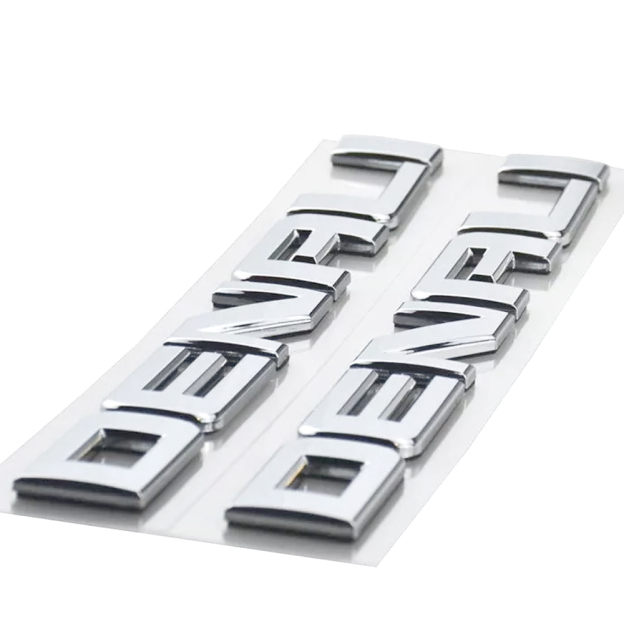 2Pcs 2007-2018 Sierra Yukon Acadia Plastic Door Tailgate 3D Letters Silver Chevrolet