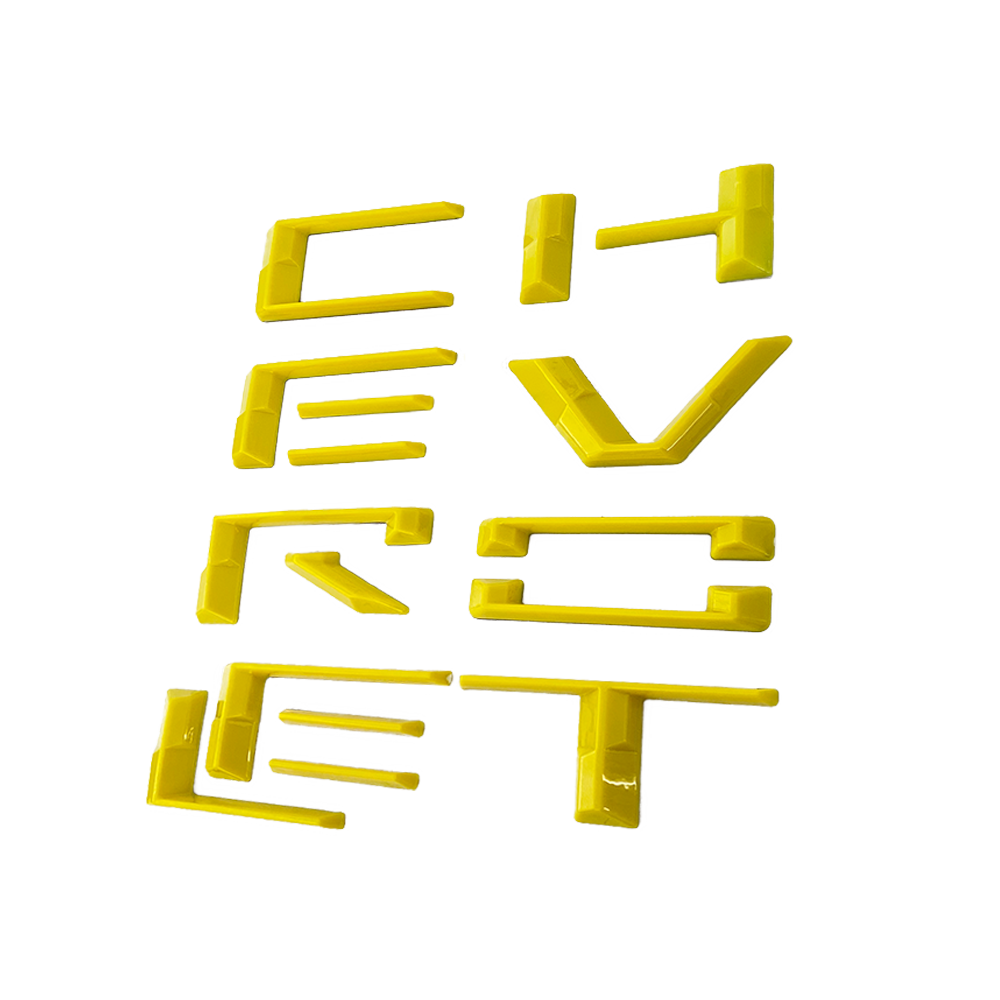 2019-2023 Silverado 1500 Plastic Front Grille 3D Insert Letters Gloss Yellow Chevrolet