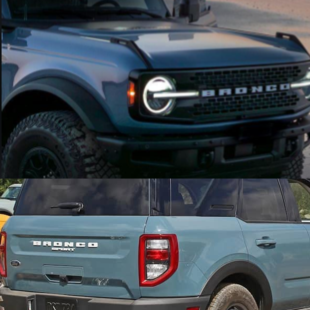 3PCS Set 2021-2026 Bronco Sport Front Grille & Tailgate Overlay Badge 3D Covers Matte Black Ford M1PZ-8A224-B