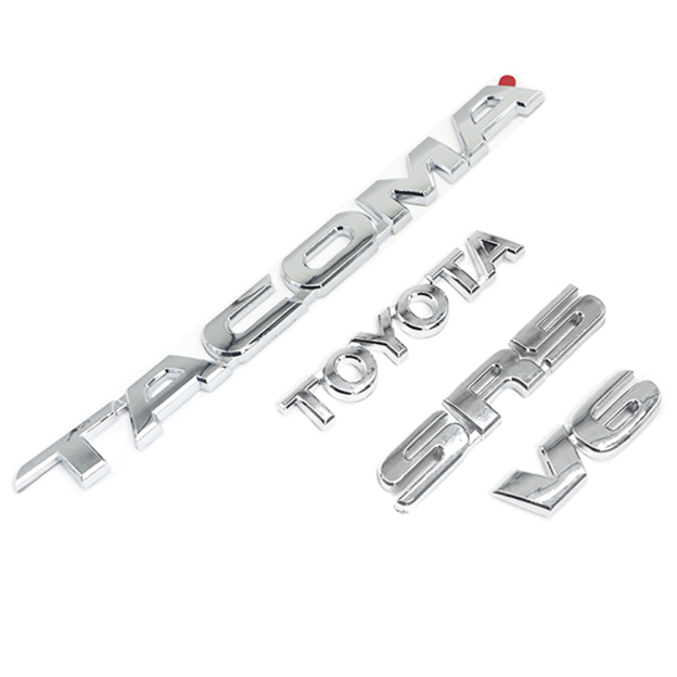 4X 2005-2015 Tacoma Tailgate V6 SR5 Emblem Kit Rear Trunk Badge Gloss Chrome Toyota 