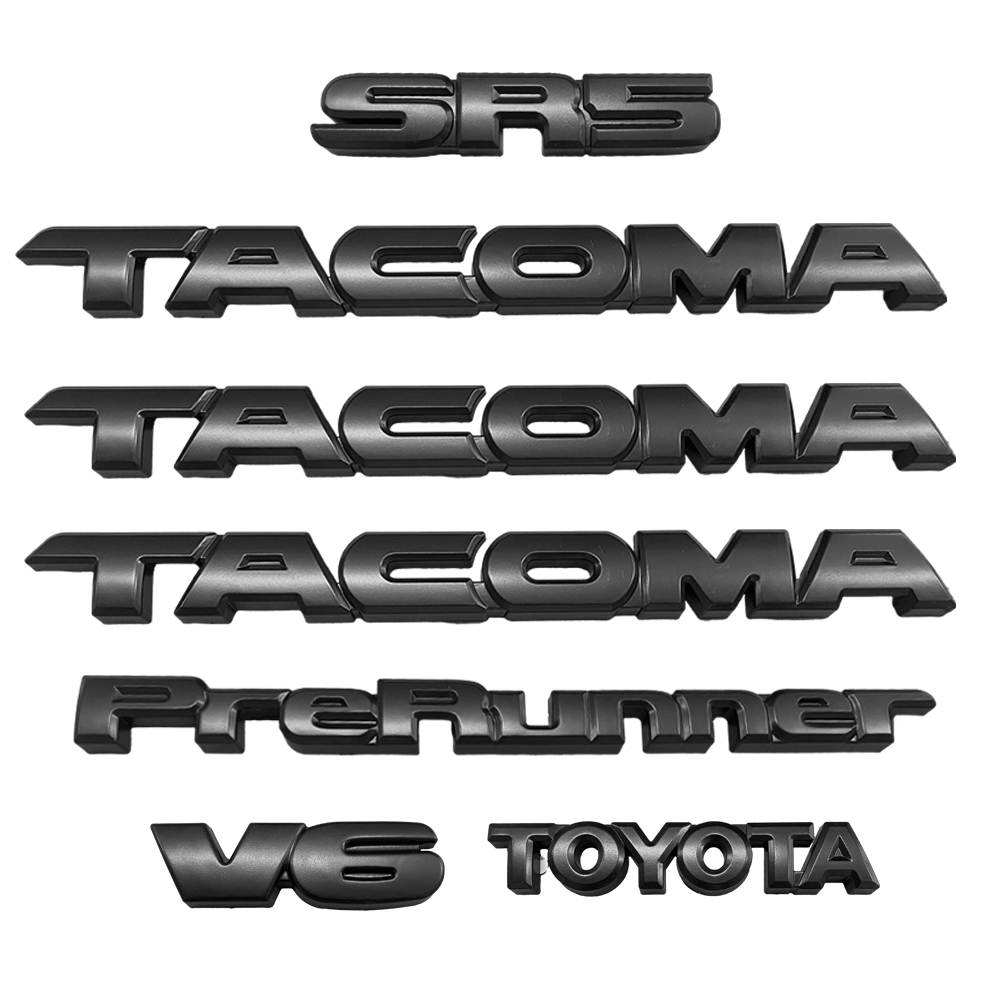 7pcs 2005-2015 Tacoma Tailgate V6 SR5 Emblem Overlay Kit Rear Trunk Badge Matte Black Toyota 