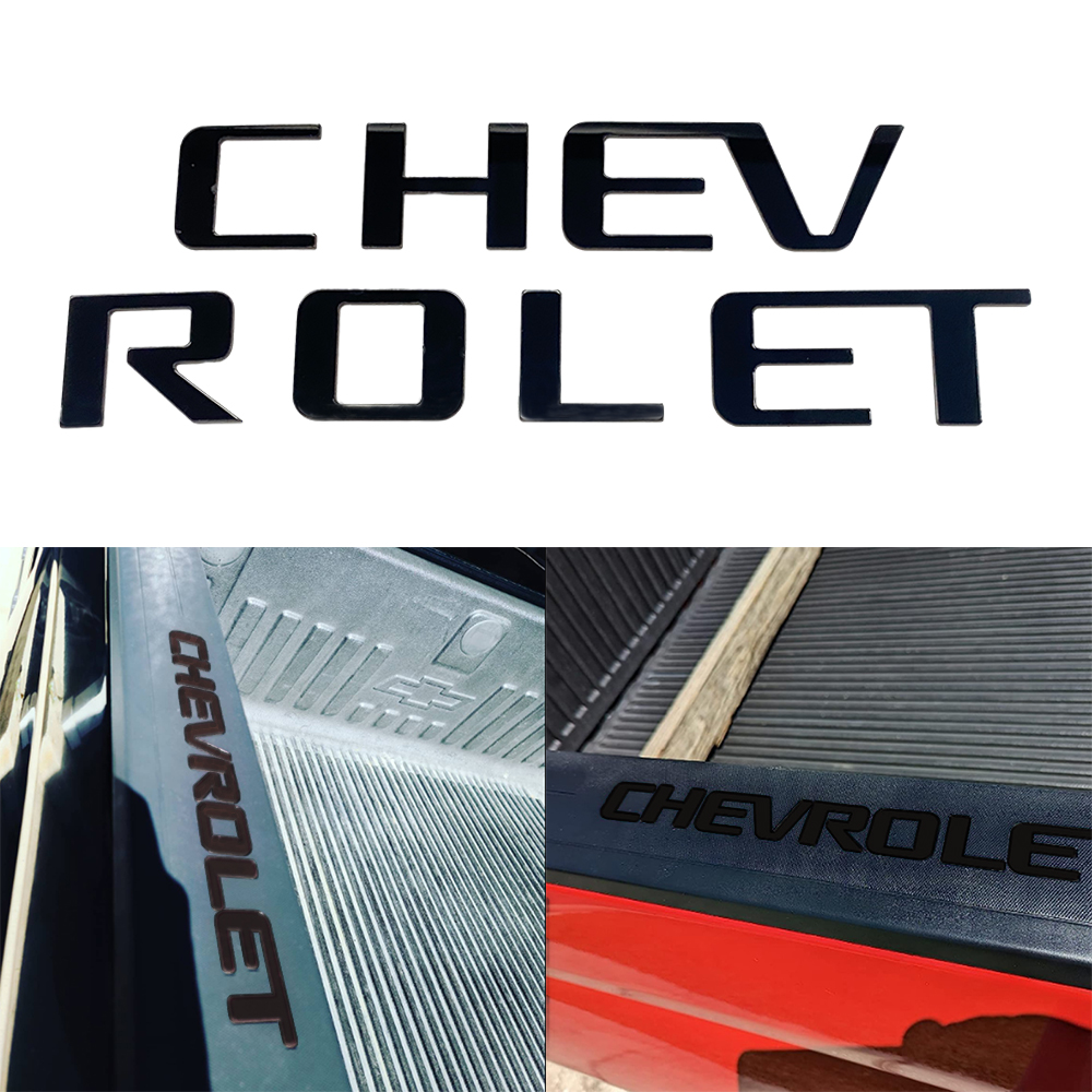 1Pc 2014-2018 Silverado 1500 ABS Plastic Bed Rail Insert Letter Gloss Black Chevrolet