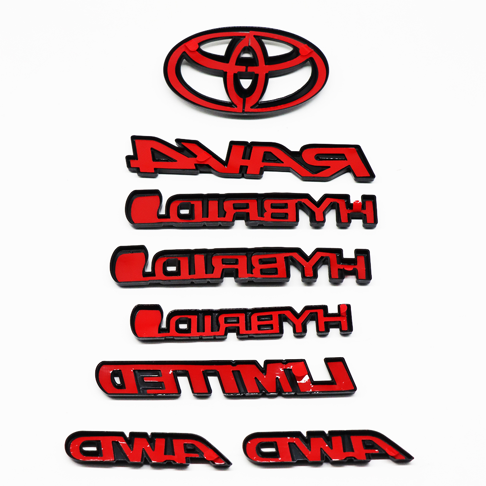 8pcs 2019-2025 RAV4 Limited AWD Hybrid Emblem Overlay Gloss Black Toyota