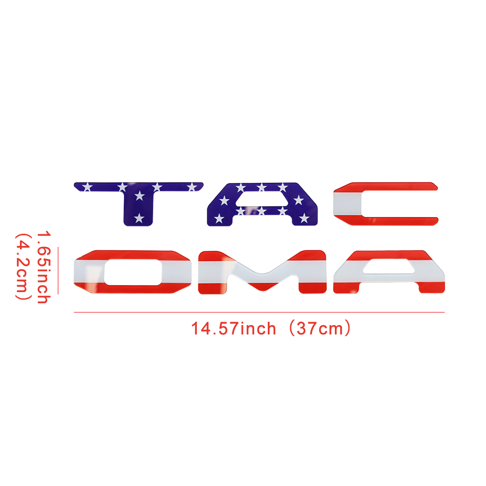 2024 2025 2026 Tacoma Abs Plastic Tailgate Letters Badges Blue Red US Flag Toyota 
