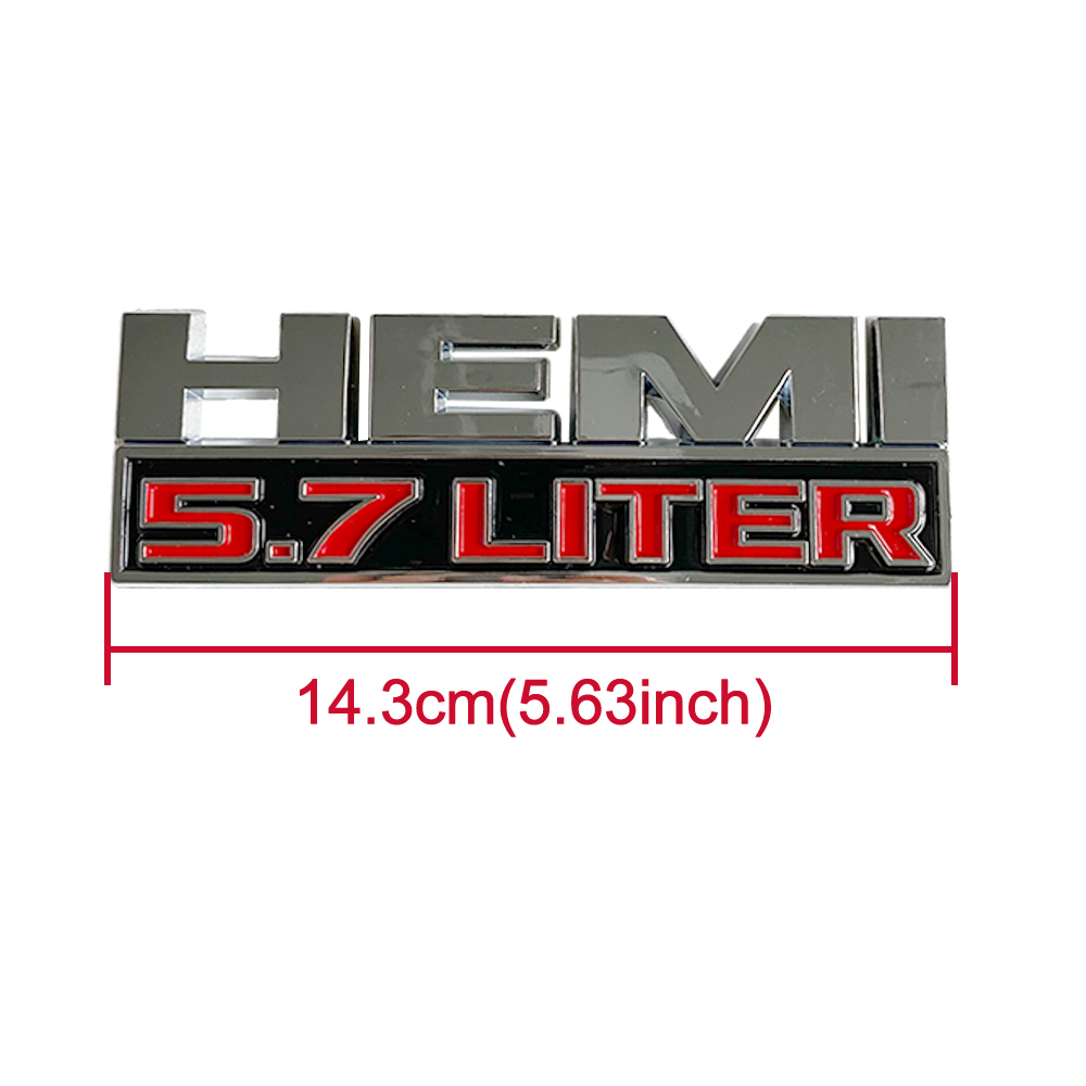 Dodge RAM 1500 2013-2018 Emblem Badge Ram 1500 5.7 Liter HEMI 3D Sticker Decal Matte Black Red 4PCS SET